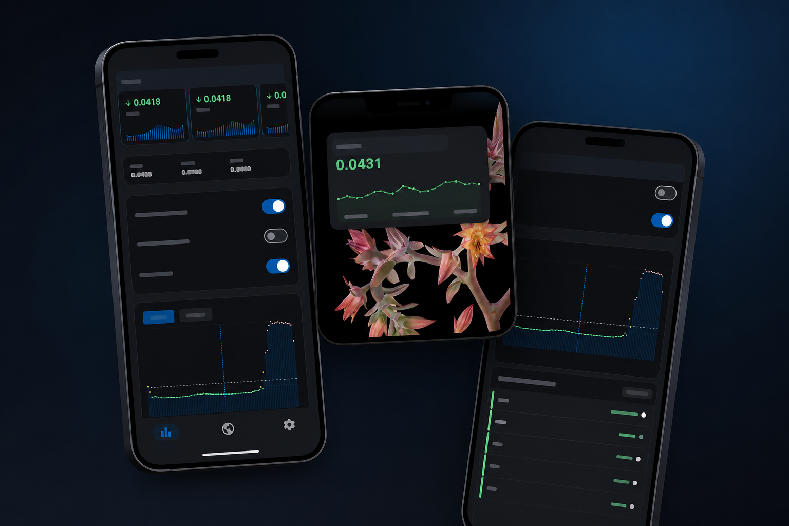 Nord Pool electricity price app on three Android phones